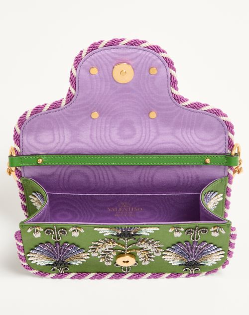 Valentino Garavani - Valentino Garavani Locò Small Embroidered Shoulder Bag With Jewel Logo - Multicolour - Woman - Shoulder Bags
